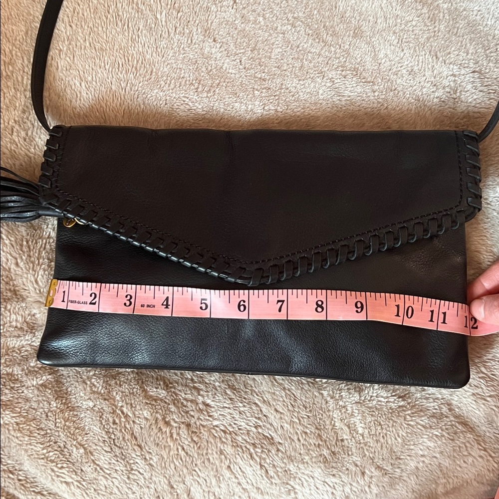 HOBO Black Leather crossbody Wristlet with Woven Detail - Picture 6 of 7